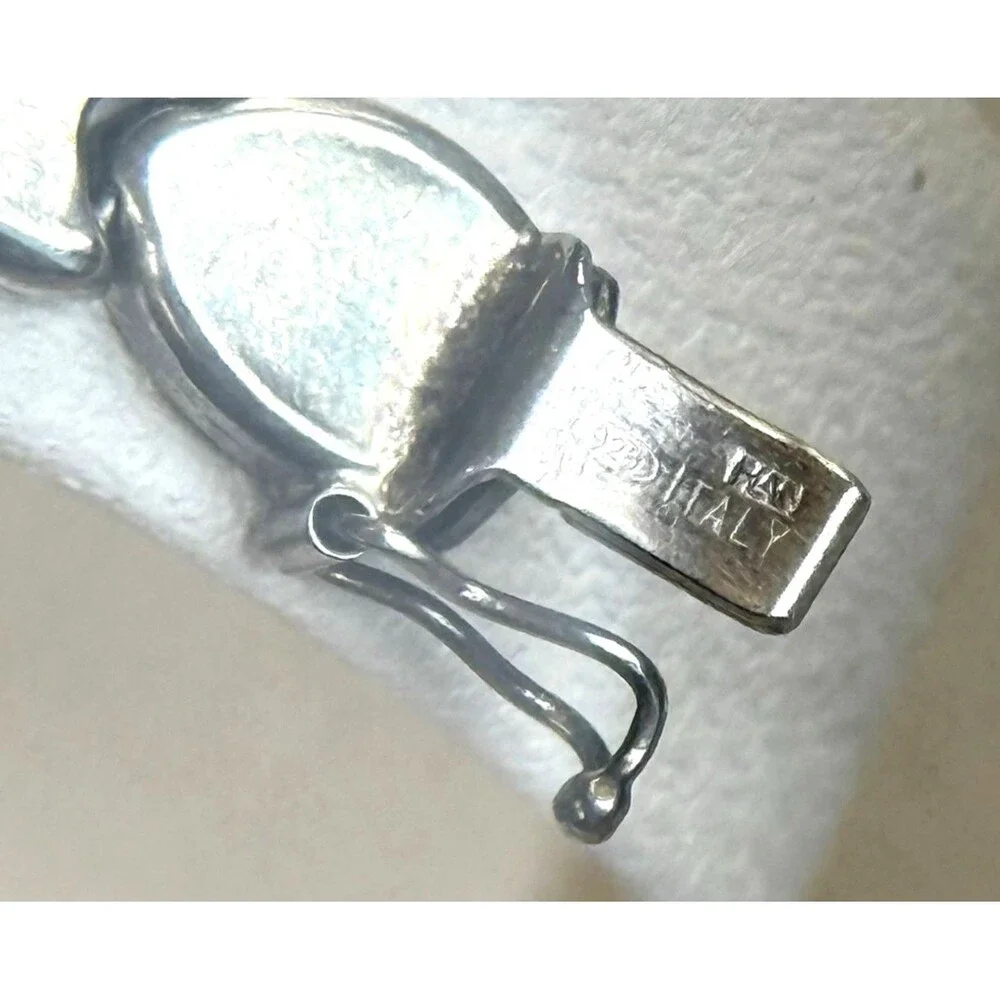 Vintage 925 Sterling Italy Interlocking Panel Link Bracelet 13.59g